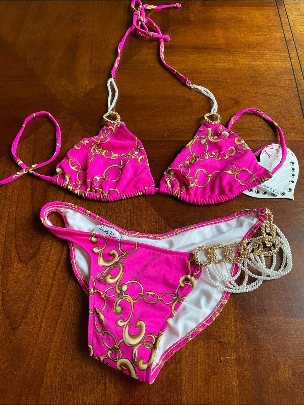 Brand NWT and liner beach bunny collectible RARE bikini bejeweled L set!!! - Picture 3 of 13